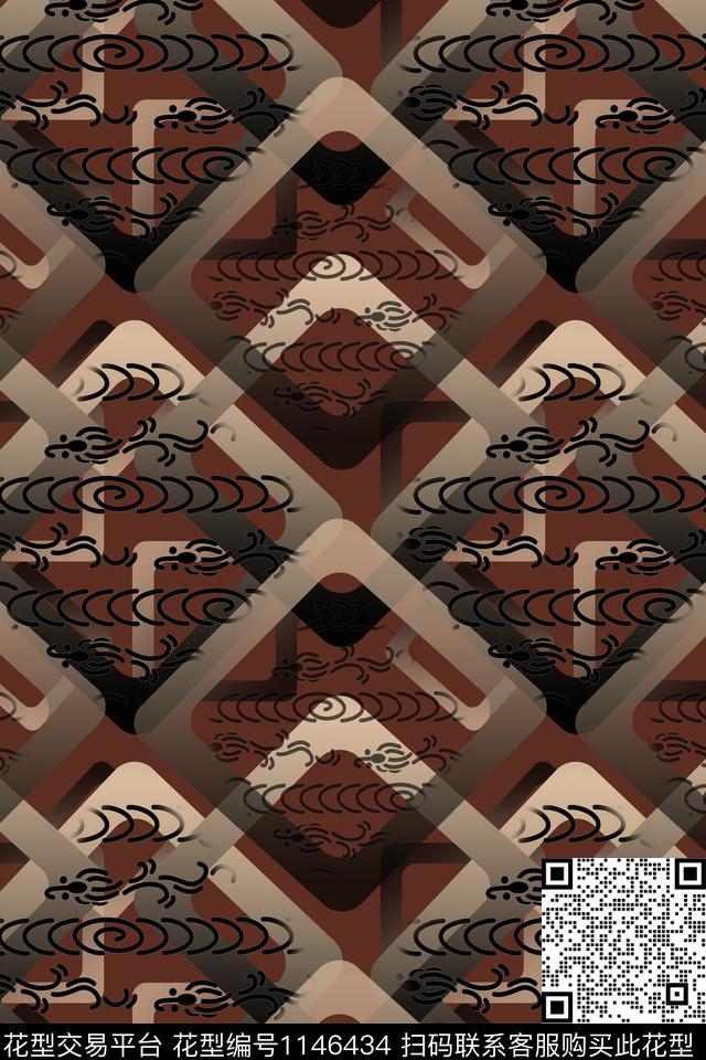 菱形几何精致几何数码印花华亿平台下载（图片编号: 1146434） - 瓦栏（Walan）