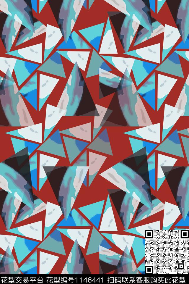 三角形几何精致几何数码印花华亿平台下载（图片编号: 1146441） - 瓦栏（Walan）