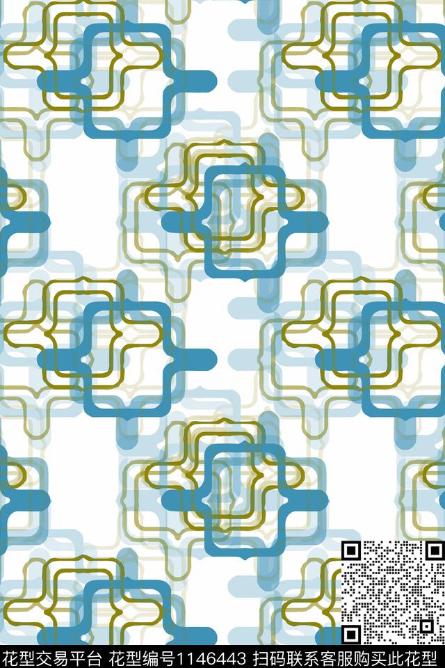 几何精致几何手绘线条笔触数码印花华亿平台下载（图片编号: 1146443） - 瓦栏（Walan）