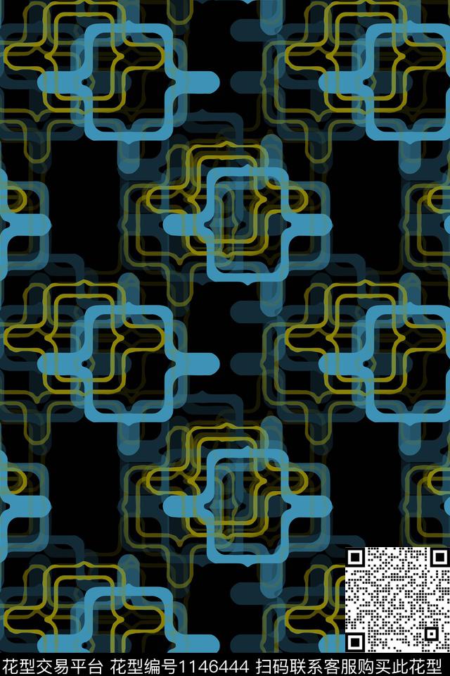 几何精致几何手绘线条笔触数码印花华亿平台下载（图片编号: 1146444） - 瓦栏（Walan）