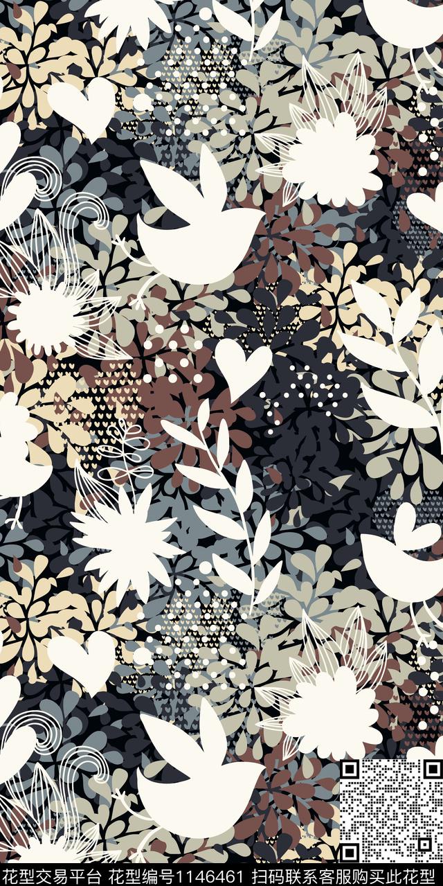 大牌风清爽底花卉数码华亿平台数码印花华亿平台下载（图片编号: 1146461） - 瓦栏（Walan）