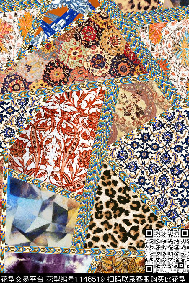 古典花纹复古民族风数码印花华亿平台下载（图片编号: 1146519） - 瓦栏（Walan）