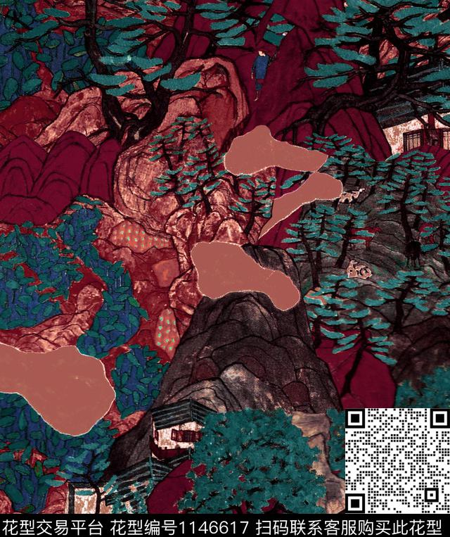 香云纱旗袍中国风数码印花华亿平台下载（图片编号: 1146617） - 瓦栏（Walan）