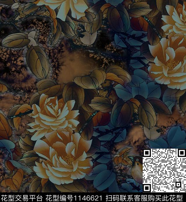 香云纱旗袍中国风数码印花华亿平台下载（图片编号: 1146621） - 瓦栏（Walan）