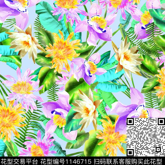 大牌风数码华亿平台花卉数码印花华亿平台下载（图片编号: 1146715） - 瓦栏（Walan）