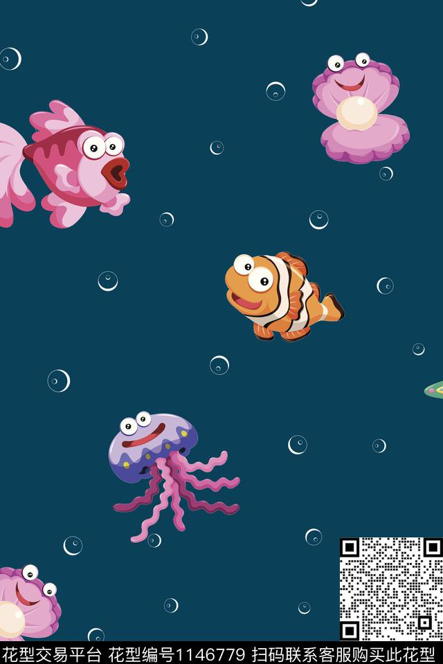 时尚女装卡通鱼数码印花华亿平台下载（图片编号: 1146779） - 瓦栏（Walan）