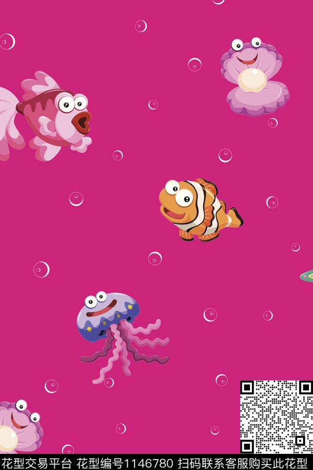 时尚女装卡通鱼数码印花华亿平台下载（图片编号: 1146780） - 瓦栏（Walan）