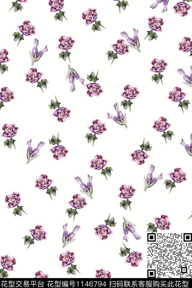水彩花卉小碎花春夏华亿平台数码印花华亿平台下载（图片编号: 1146794） - 瓦栏（Walan）