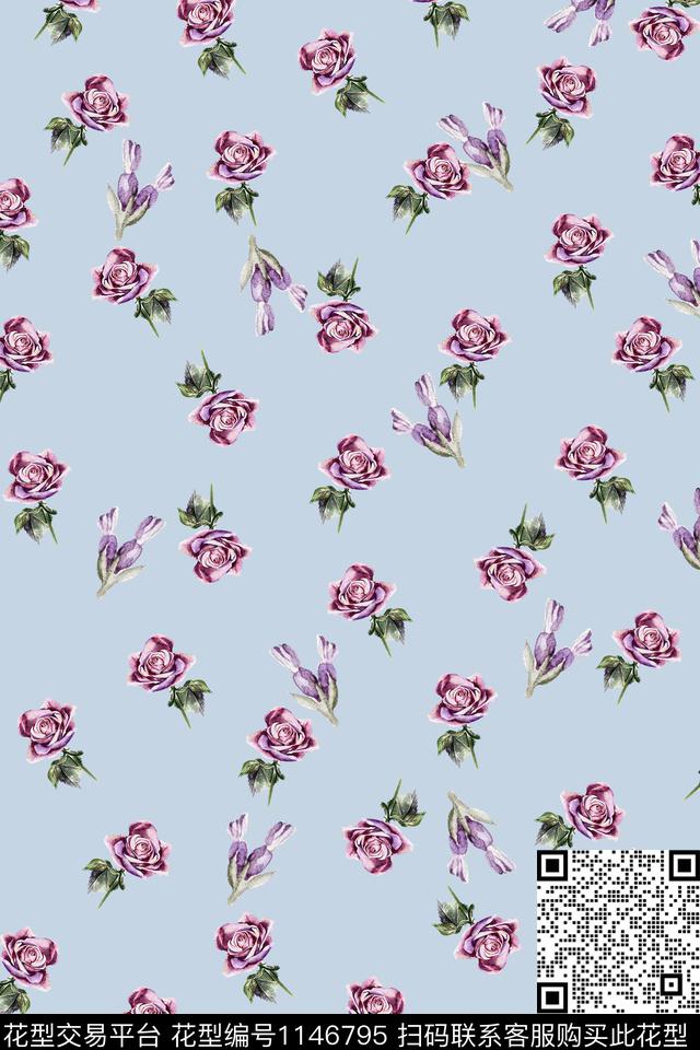 水彩花卉小碎花春夏华亿平台数码印花华亿平台下载（图片编号: 1146795） - 瓦栏（Walan）