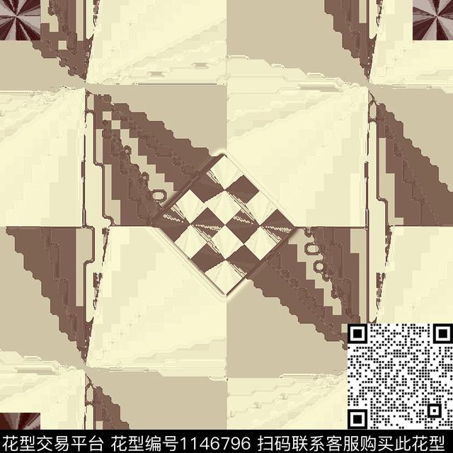 抽象格子几何数码印花华亿平台下载（图片编号: 1146796） - 瓦栏（Walan）