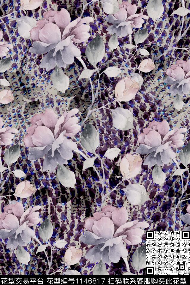 时尚肌理动物纹数码印花华亿平台下载（图片编号: 1146817） - 瓦栏（Walan）