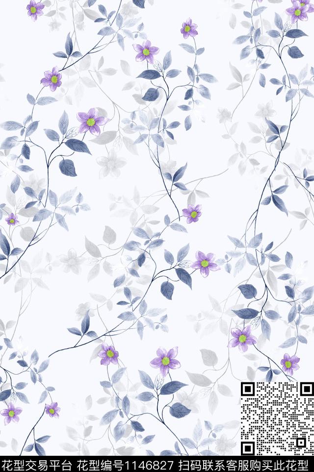 水彩花卉满版散花小碎花数码印花华亿平台下载（图片编号: 1146827） - 瓦栏（Walan）