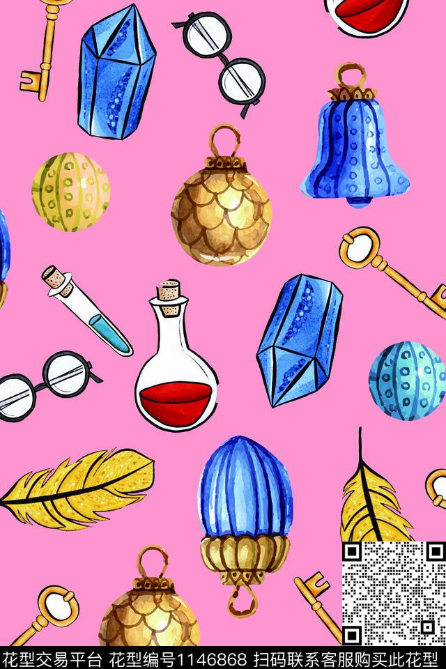 可爱波点物品数码印花华亿平台下载（图片编号: 1146868） - 瓦栏（Walan）