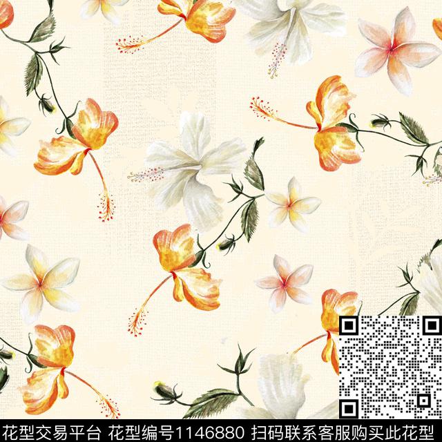 水彩花卉女装小碎花数码印花华亿平台下载（图片编号: 1146880） - 瓦栏（Walan）
