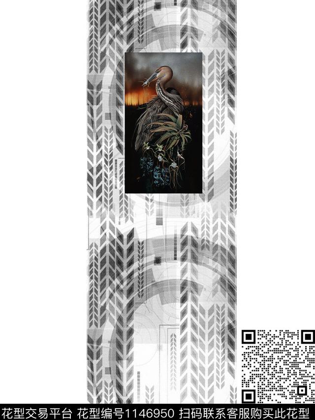 抽象动物男装数码印花华亿平台下载（图片编号: 1146950） - 瓦栏（Walan）