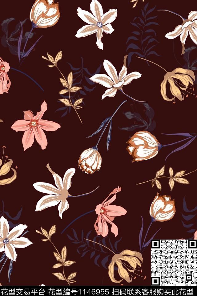 女装小碎花花卉数码印花华亿平台下载（图片编号: 1146955） - 瓦栏（Walan）