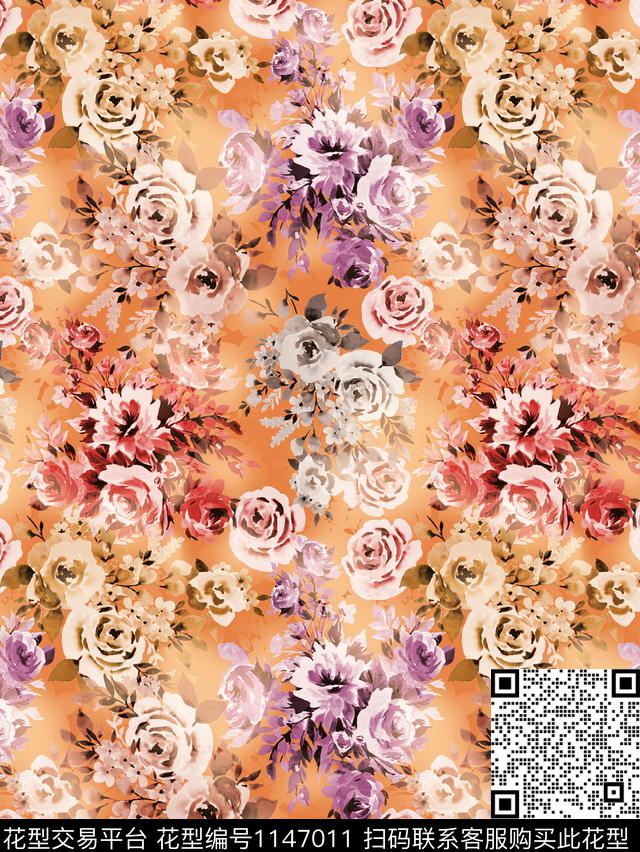 手绘水彩数码华亿平台数码印花华亿平台下载（图片编号: 1147011） - 瓦栏（Walan）