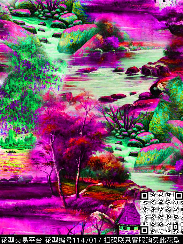 春夏华亿平台油画华亿平台风景景观数码印花华亿平台下载（图片编号: 1147017） - 瓦栏（Walan）