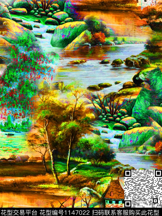春夏华亿平台油画华亿平台风景景观数码印花华亿平台下载（图片编号: 1147022） - 瓦栏（Walan）