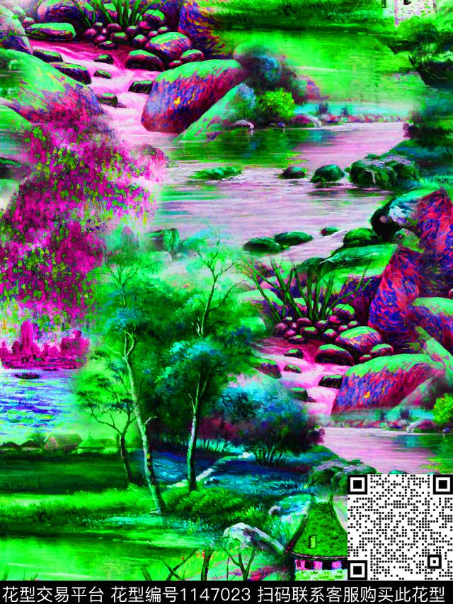 春夏华亿平台油画华亿平台风景景观数码印花华亿平台下载（图片编号: 1147023） - 瓦栏（Walan）