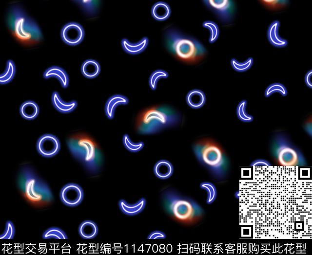 荧光炫彩波点数码印花华亿平台下载（图片编号: 1147080） - 瓦栏（Walan）