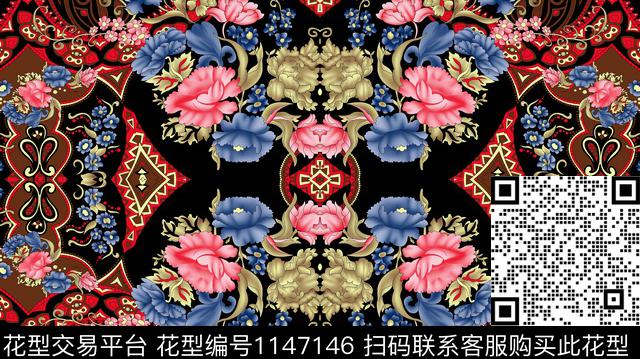 大牌风女装花卉传统印花华亿平台下载（图片编号: 1147146） - 瓦栏（Walan）