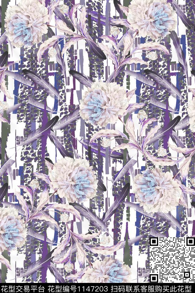 满版散花肌理水彩花卉传统印花华亿平台下载（图片编号: 1147203） - 瓦栏（Walan）