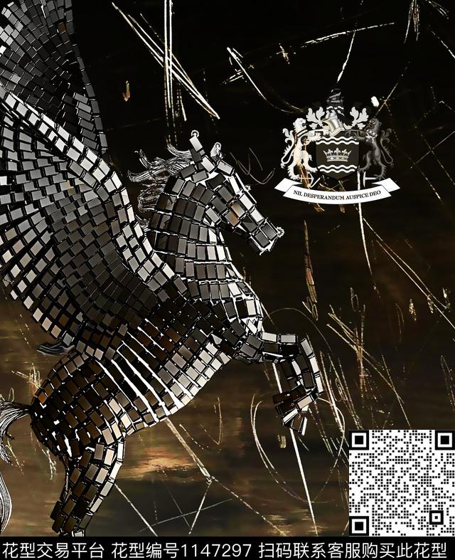 马抽象动物数码印花华亿平台下载（图片编号: 1147297） - 瓦栏（Walan）