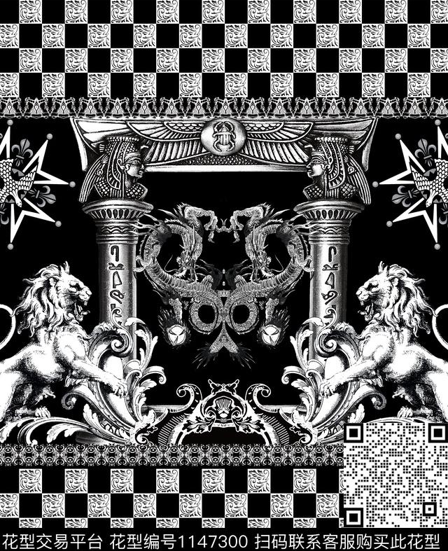 欧美大牌风复古数码印花华亿平台下载（图片编号: 1147300） - 瓦栏（Walan）