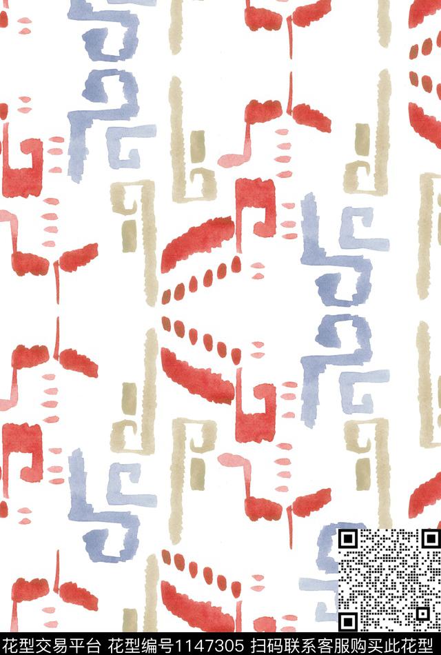 抽象大牌风水彩数码印花华亿平台下载（图片编号: 1147305） - 瓦栏（Walan）