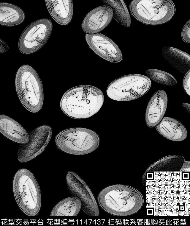 抽象大牌风复古数码印花华亿平台下载（图片编号: 1147437） - 瓦栏（Walan）