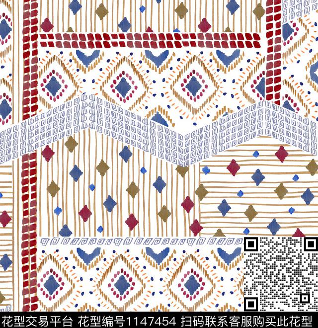 黑底花卉手绘大牌风数码印花华亿平台下载（图片编号: 1147454） - 瓦栏（Walan）