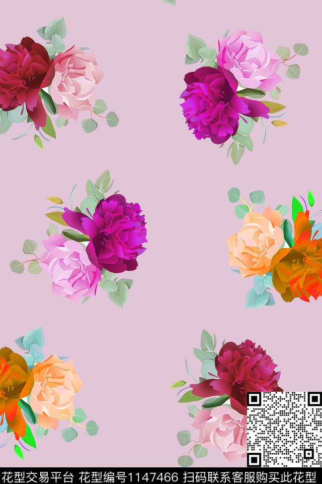 吉祥图案彩底花卉风景景观数码印花华亿平台下载（图片编号: 1147466） - 瓦栏（Walan）