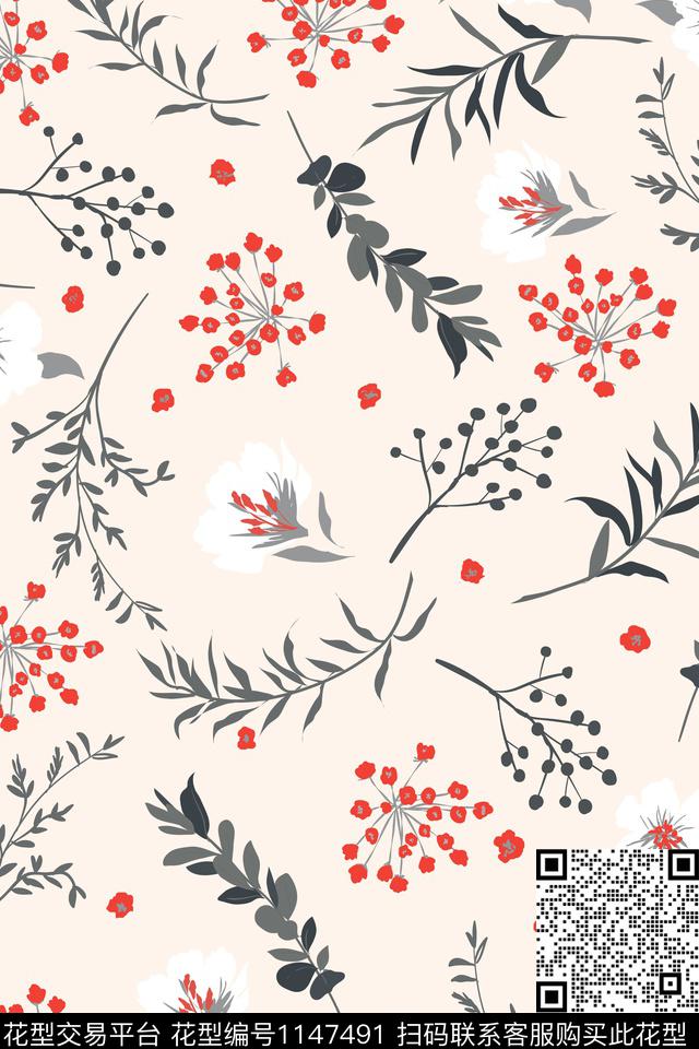 女装小碎花花卉数码印花华亿平台下载（图片编号: 1147491） - 瓦栏（Walan）