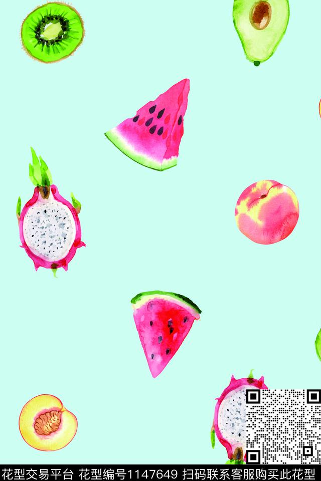 可爱手绘水果食物诱惑数码印花华亿平台下载（图片编号: 1147649） - 瓦栏（Walan）