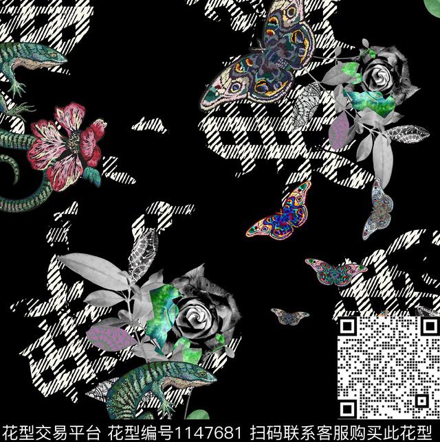 动物大牌风格子数码印花华亿平台下载（图片编号: 1147681） - 瓦栏（Walan）