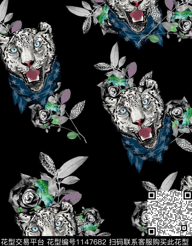 动物大牌风几何数码印花华亿平台下载（图片编号: 1147682） - 瓦栏（Walan）