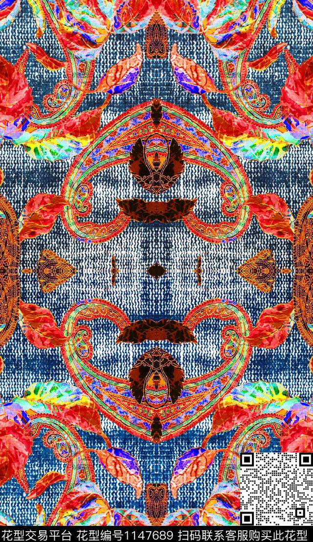 定位花民族风数码印花华亿平台下载（图片编号: 1147689） - 瓦栏（Walan）