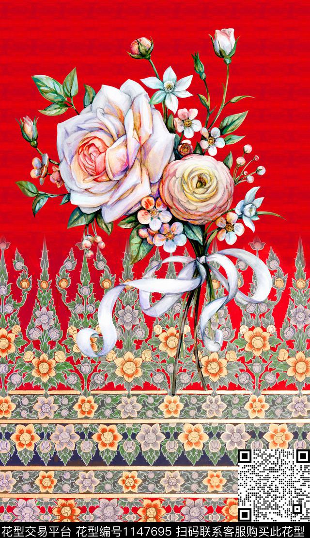 定位花民族风数码印花华亿平台下载（图片编号: 1147695） - 瓦栏（Walan）