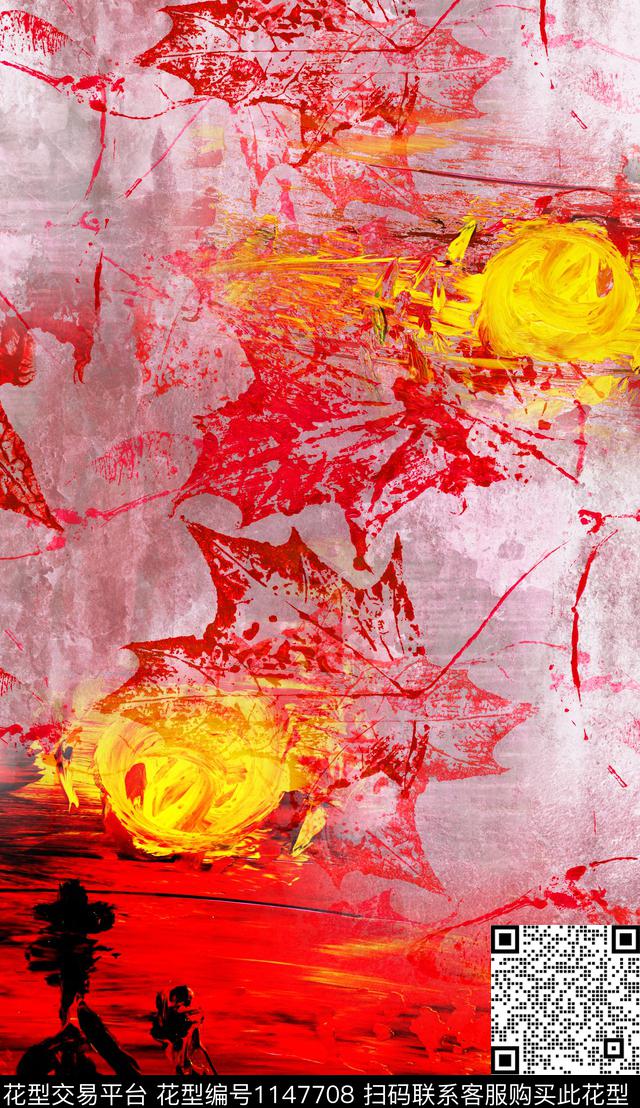 笔触抽象肌理数码印花华亿平台下载（图片编号: 1147708） - 瓦栏（Walan）