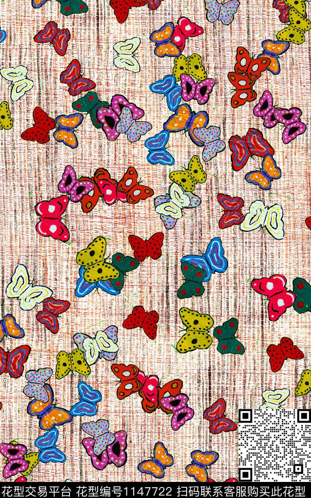 肌理动物蝴蝶数码印花华亿平台下载（图片编号: 1147722） - 瓦栏（Walan）