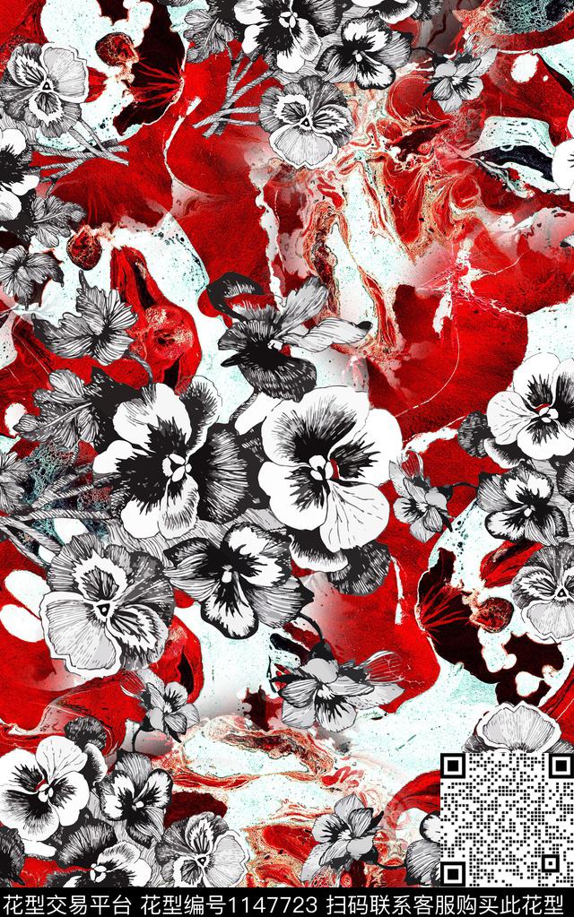 花卉中老年小碎花数码印花华亿平台下载（图片编号: 1147723） - 瓦栏（Walan）