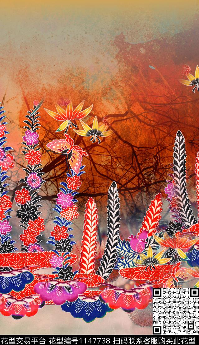 定位花花卉中老年数码印花华亿平台下载（图片编号: 1147738） - 瓦栏（Walan）
