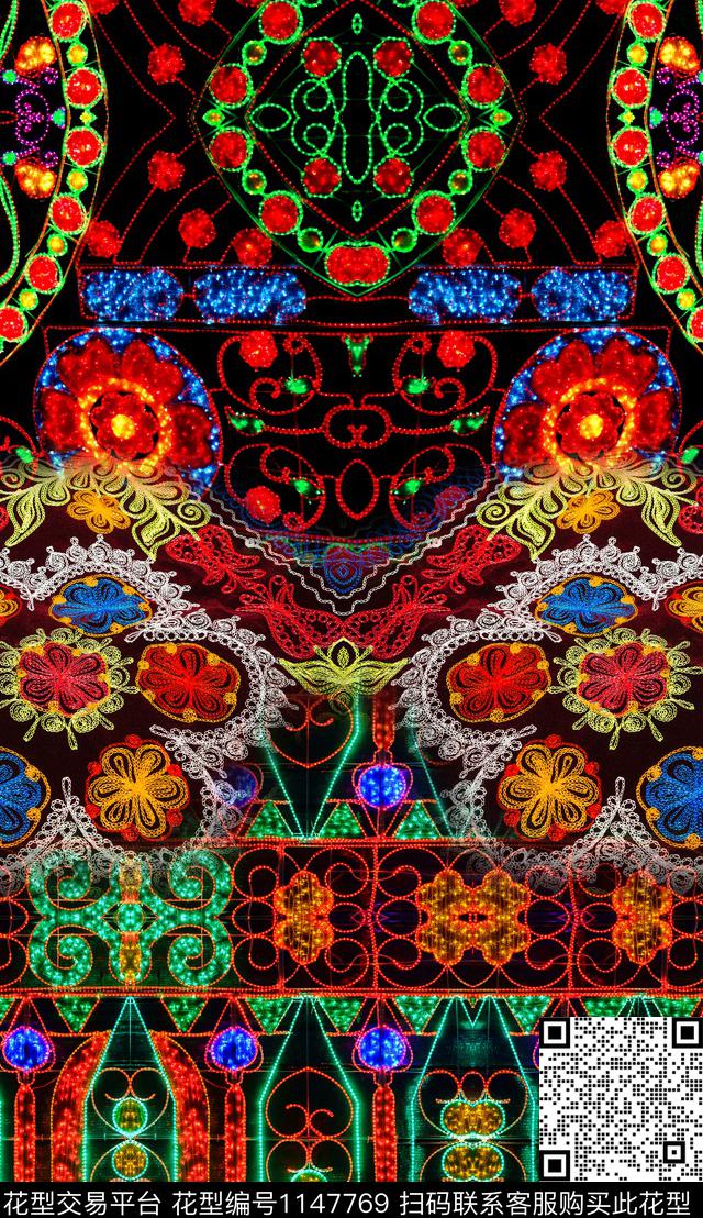 定位花中老年民族风数码印花华亿平台下载（图片编号: 1147769） - 瓦栏（Walan）