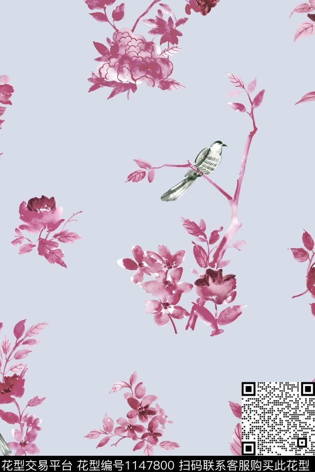 大牌风手绘花卉数码华亿平台数码印花华亿平台下载（图片编号: 1147800） - 瓦栏（Walan）