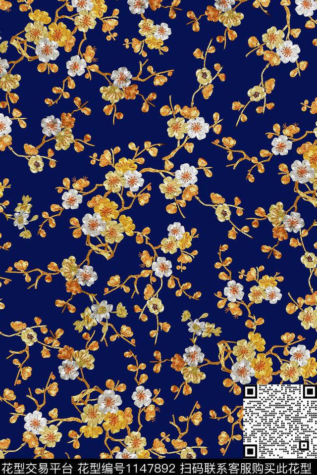 手绘时尚小碎花数码印花华亿平台下载（图片编号: 1147892） - 瓦栏（Walan）