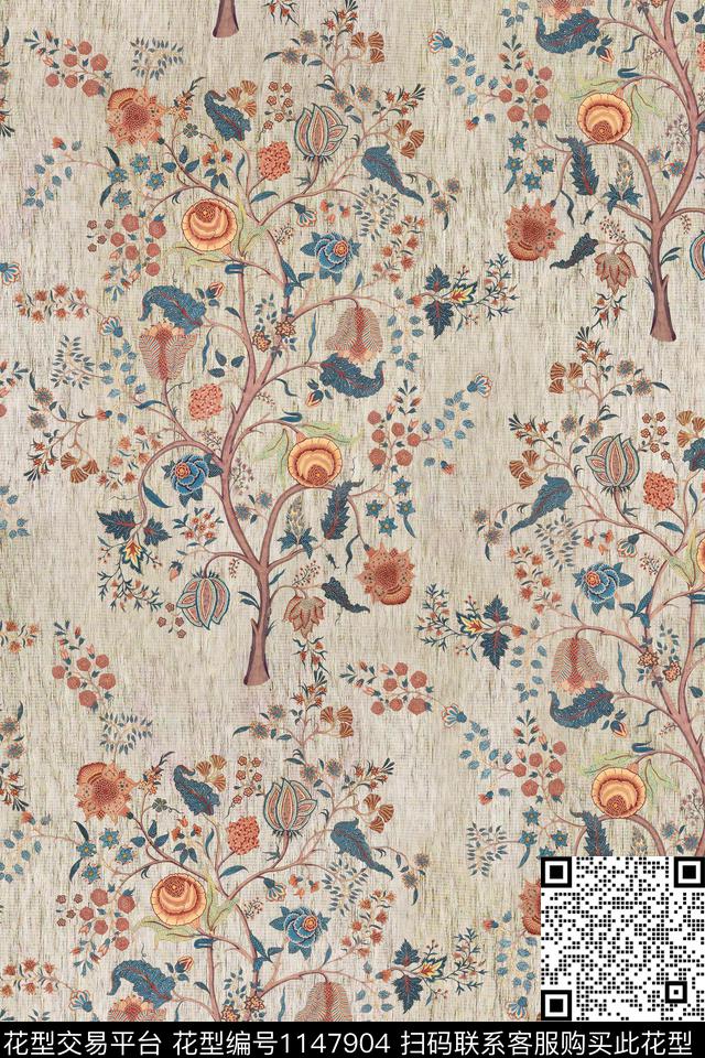 手绘纹理时尚数码印花华亿平台下载（图片编号: 1147904） - 瓦栏（Walan）