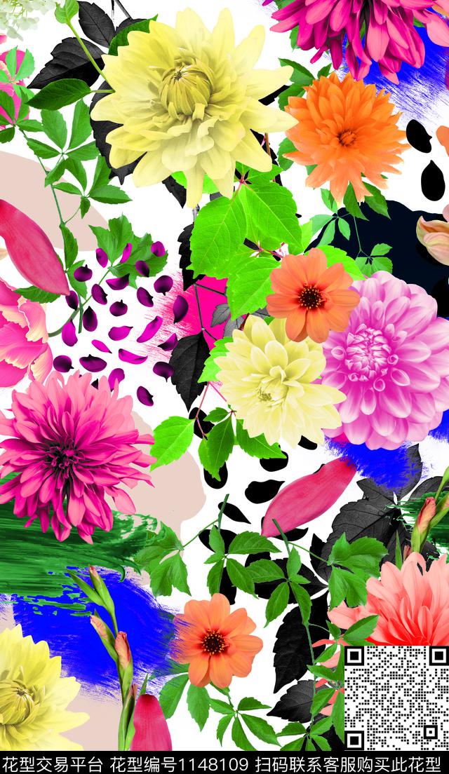 大牌风水彩花卉数码华亿平台数码印花华亿平台下载（图片编号: 1148109） - 瓦栏（Walan）