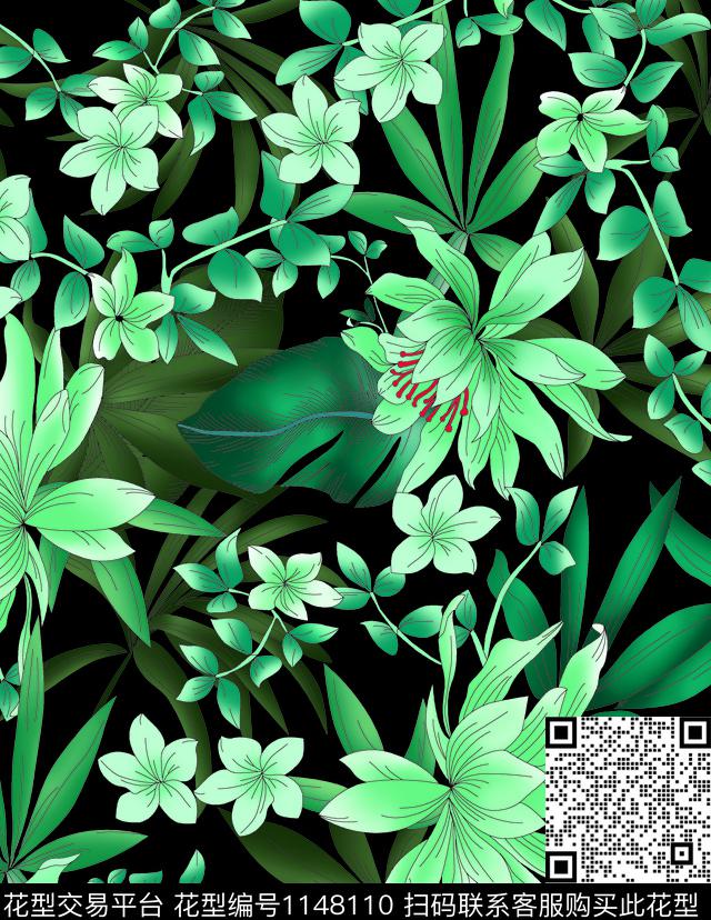 手绘大牌风复古数码印花华亿平台下载（图片编号: 1148110） - 瓦栏（Walan）