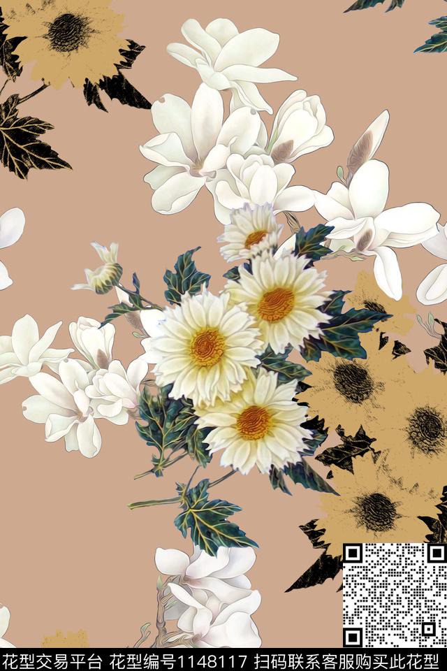 大牌风复古花卉数码印花华亿平台下载（图片编号: 1148117） - 瓦栏（Walan）